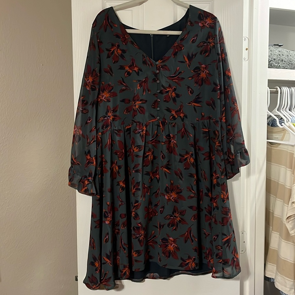 Madewell Floral Dress in Teal and Red